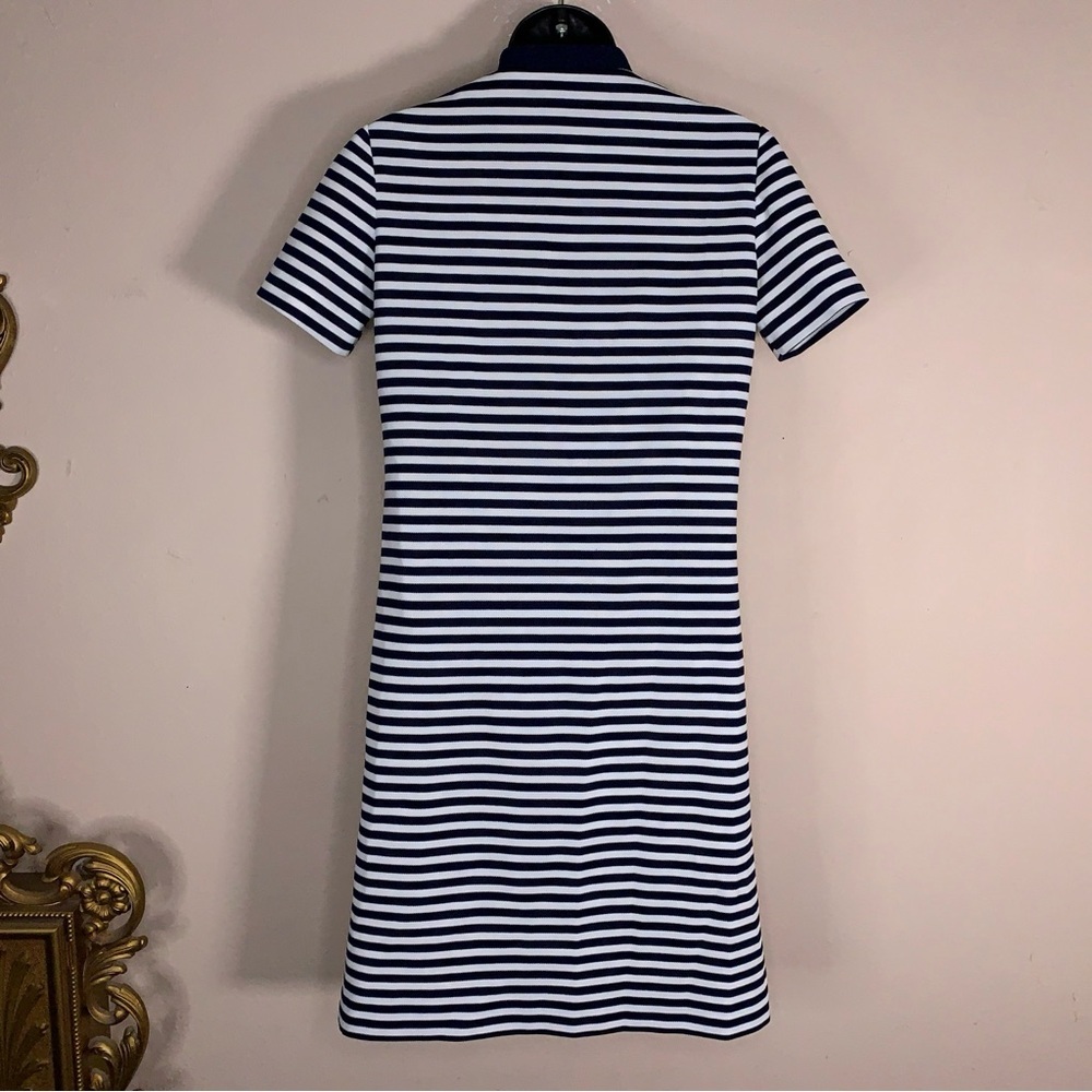 Vintage Serbin Size 6 Navy Blue And White Striped Dress Short Sleeve Sporty - Picture 3 of 16